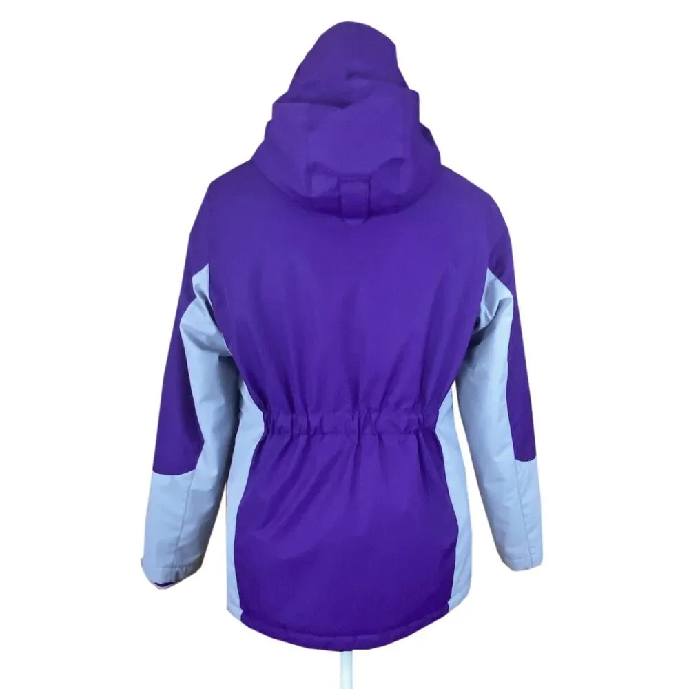 Lands' End Girls 3-in-1 Stormer Parka Size XL (16) Purple Gray Hood Fleece Lined